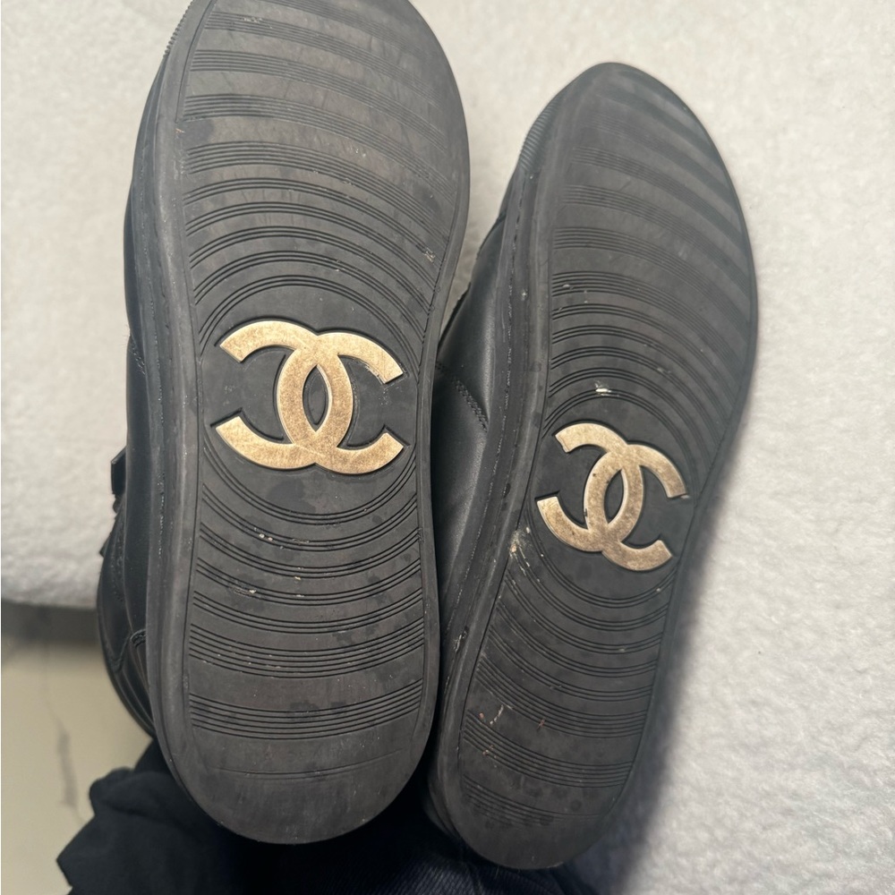 Chanel Black High-Top Sneakers with Zipper Detail 38.5 - Picture 6 of 8